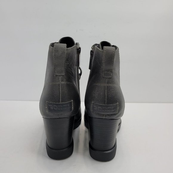 Sorel Joan Uptown Lace Leather Wedge Women's Boots Grey NL3790-052 US Size 9 - Picture 4 of 11